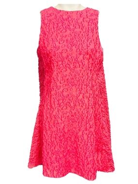 BRANDON MAXWELL PINK TEXTURED CAPE BACK MINI DRESS